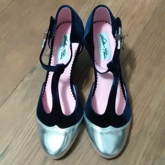 Lulu Hun Shoes - Worn once Lulu Hun London Blue Silver Star Heel Shoes Formal